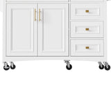 Classic Vintage Embossed White Kitchen Island On Wheels - Omega Lifestyles