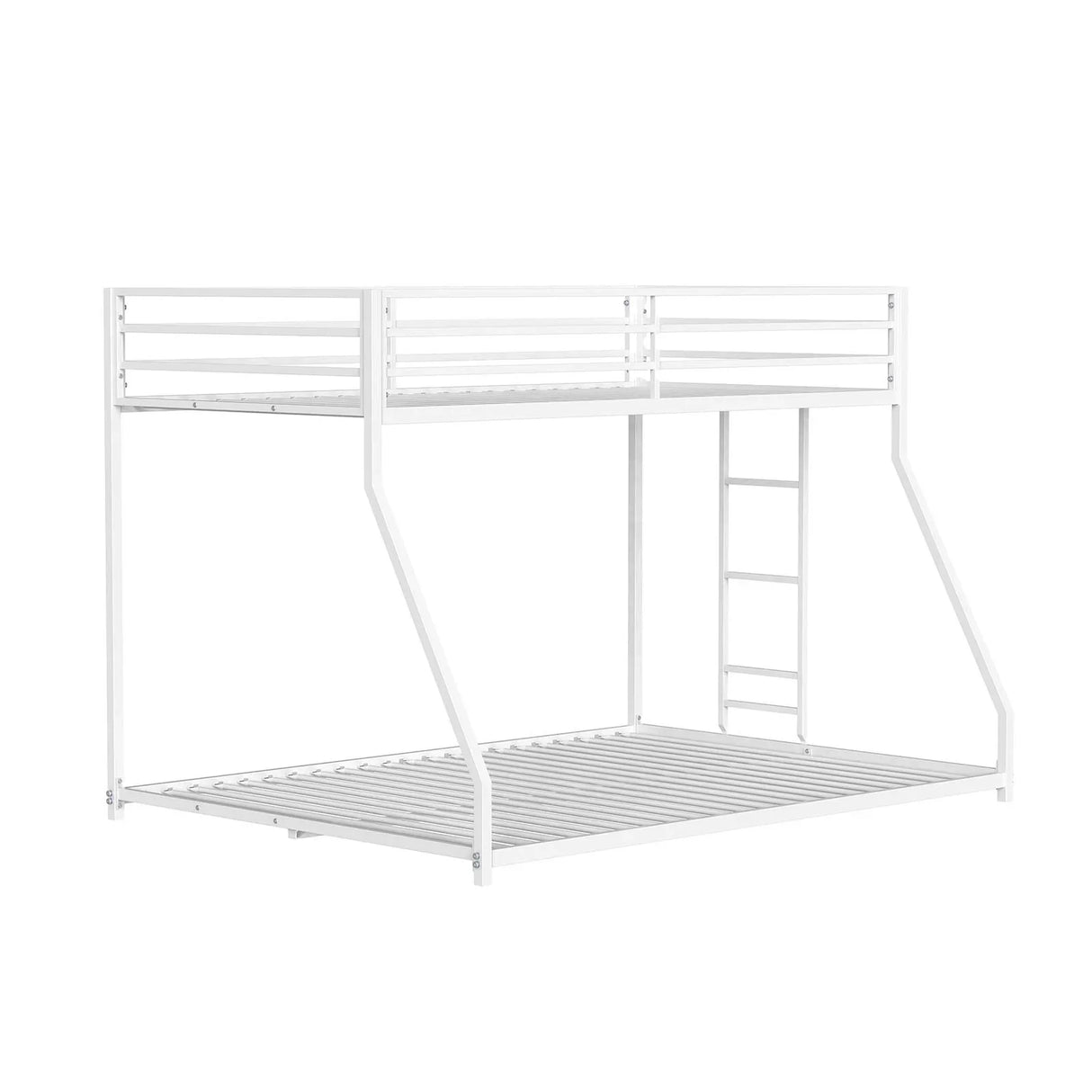 Matte White Metal Twin Over Full Low Bunk Bed - Omega Lifestyles