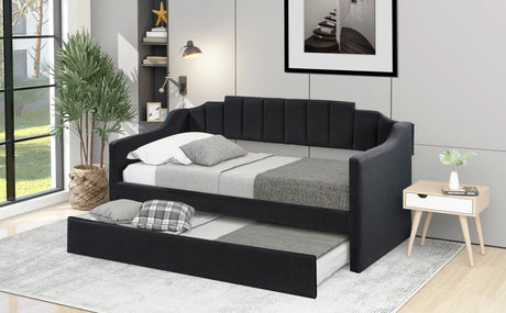 Upholstered Twin Daybed With Wheeled Trundle - Omega Lifestyles
