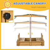 Children’s Outdoor Wooden Sandbox With Adjustable Canopy - Omega Lifestyles
