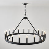 Matte Black 20-Light Farmhouse Wagon Wheel Chandelier - Omega Lifestyles