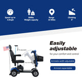 Outdoor Compact Blue 4-Wheel Mobility Scooter With USB Charger - Omega Lifestyles