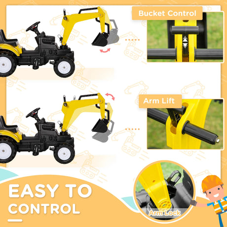 Kids Pedal Ride-On Excavator Construction Truck Toy - Omega Lifestyles