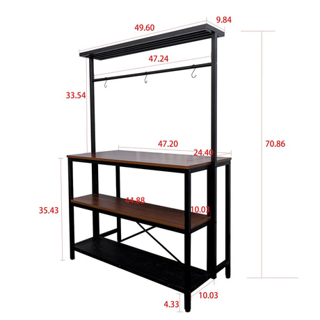 Kitchen Island Table With 3 Tier Storage And Hooks - Omega Lifestyles