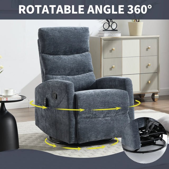 Heat Massage Recliner Chair With 360° Swivel And Rocker - Omega Lifestyles