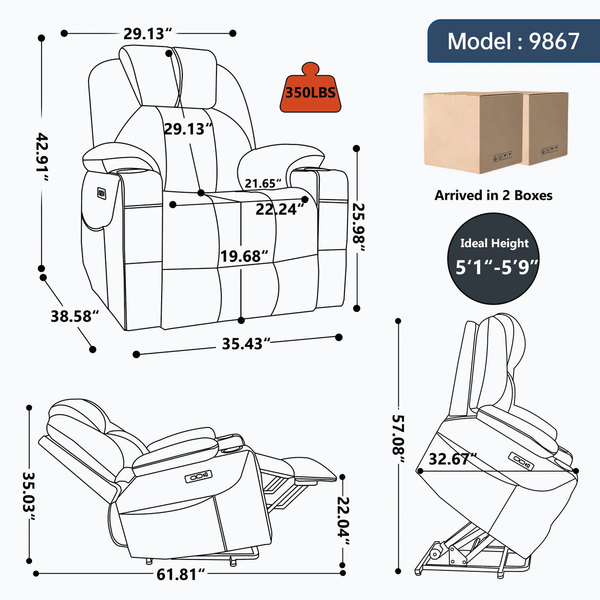 Power Lift Recliner Chair With Massage Lumbar Heat - Omega Lifestyles