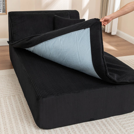 Corduroy Foam Left Armrest Chaise Lounge Chair - Omega Lifestyles