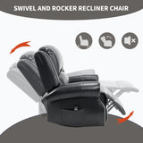 Heat Massage Faux Leather Swivel Rocking Recliner Chair - Omega Lifestyles
