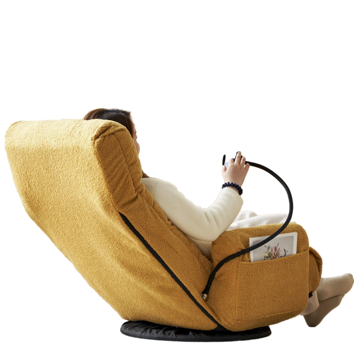 Adjustable Yellow Soft Plush Swivel Lounge Chair - Omega Lifestyles