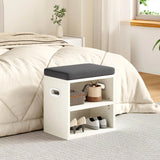 Wooden Shoe Storage Bench With Cushion Seating - Omega Lifestyles