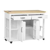 47-Inch Extendable Rubber Wood Veneer Kitchen Island - Omega Lifestyles