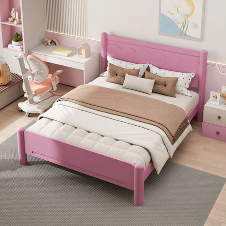 Queen Pink Solid Wood Platform Bed Frame - Omega Lifestyles