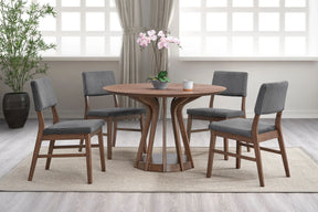 5-Piece Walnut Finish Round Dining Table And Chairs Set - Omega Lifestyles