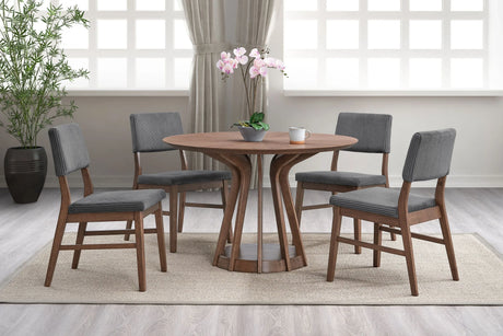 5-Piece Walnut Finish Round Dining Table And Chairs Set - Omega Lifestyles