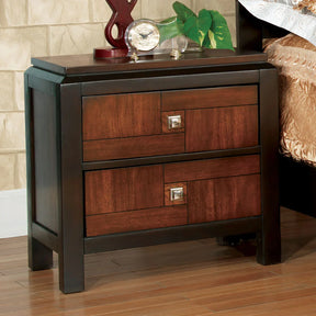 Transitional Acacia Walnut Solid Wood 2-Drawer Nightstand - Omega Lifestyles