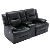 Manual Black Leather Gel Recliner Chair With LED Light Strip - Omega Lifestyles