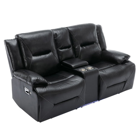 Manual Black Leather Gel Recliner Chair With LED Light Strip - Omega Lifestyles