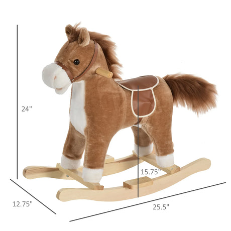 Interactive Plush Brown Baby Rocking Horse Toy - Omega Lifestyles