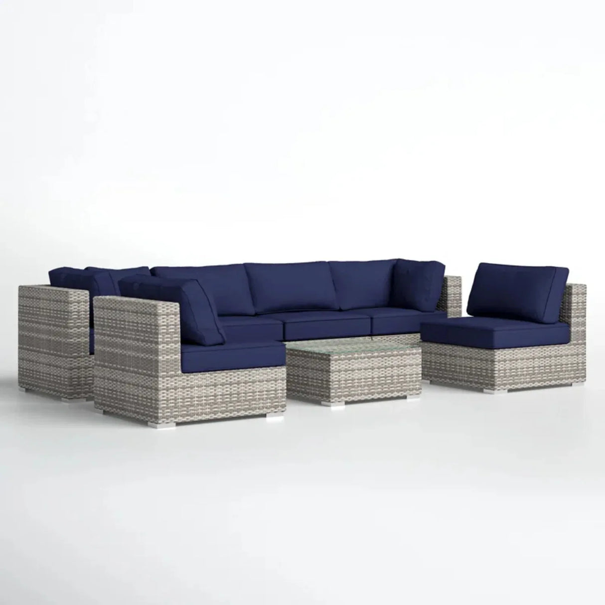 7-Piece Fully Assembled Outdoor Wicker Patio Seating Set - Omega Lifestyles