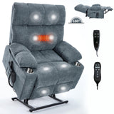 Medium-Firm Chenille Power Lift Recliner Chair With Massage - Omega Lifestyles