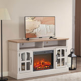 58-Inch Jasmine White Electric Fireplace TV Stand - Sleep Galleria