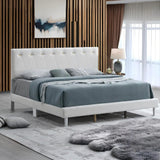 Full Platform Bed Wheat Polyester Fabric With Gold Inserts - Omega Lifestyles