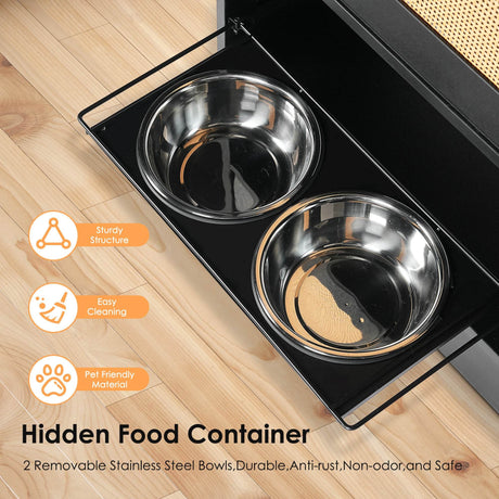 Elevated Pet Feeding Station With Storage Drawers - Sleep Galleria