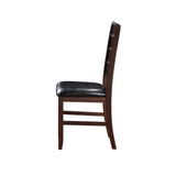 Set of 2 Black Synthetic Leather Cherry Finish Side Chairs - Omega Lifestyles