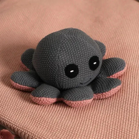 Dark Gray Cotton Plush Knitted Stuffed Octopus Toy - Omega Lifestyles