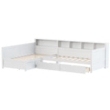 Twin Wood L-Shape Daybed With Storage Drawers - Omega Lifestyles