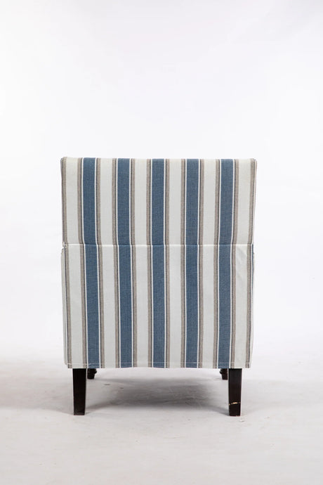 Vintage Blue White Striped Upholstered Accent Chair - Omega Lifestyles