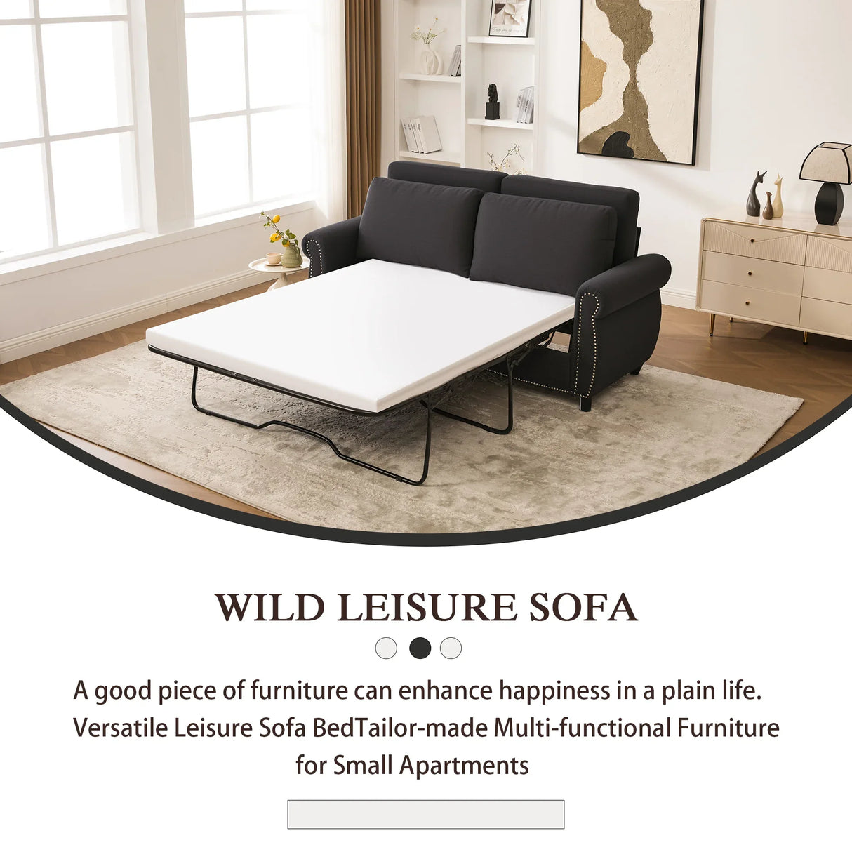 Modern Linen Convertible Sleeper Sofa Bed With Memory Mattress - Omega Lifestyles