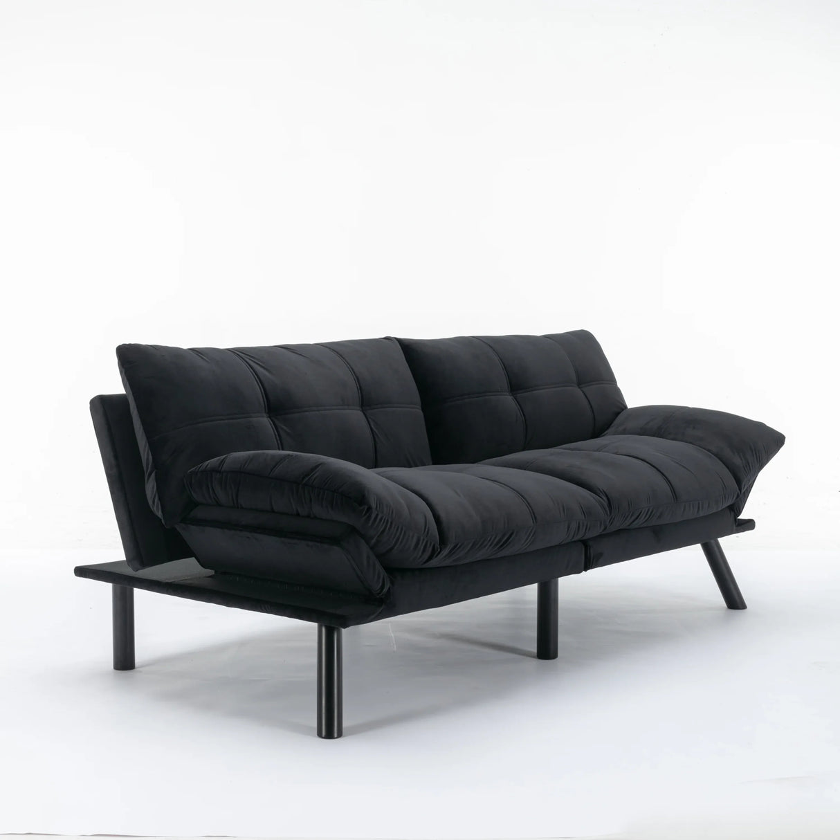 Black Upholstered Convertible Twin Sofa Bed With Foam Cushion - Omega Lifestyles