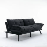 Black Upholstered Convertible Twin Sofa Bed With Foam Cushion - Omega Lifestyles