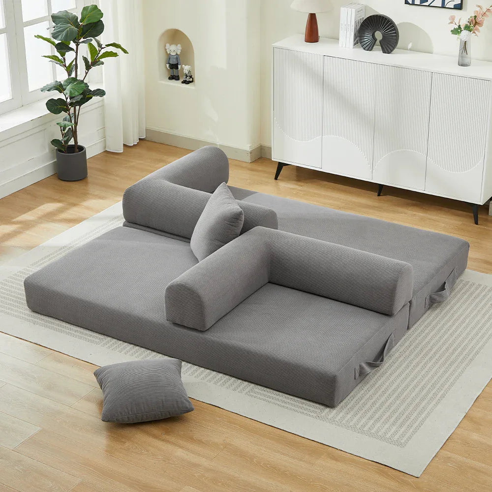 Corduroy Folding Sofa Bed With Foam Spring Mattress - Omega Lifestyles
