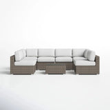 6-Person All-Weather Handwoven Wicker Patio Sectional Set - Omega Lifestyles