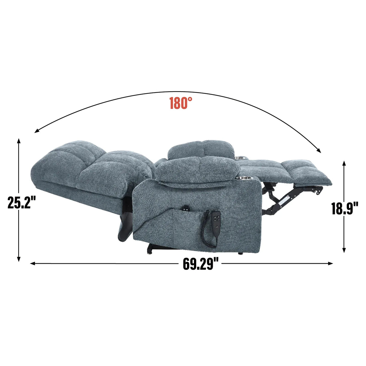 Medium-Firm Chenille Power Lift Recliner Chair With Massage - Omega Lifestyles