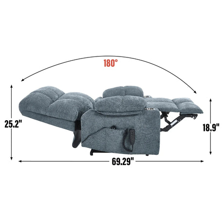 Medium-Firm Chenille Power Lift Recliner Chair With Massage - Omega Lifestyles