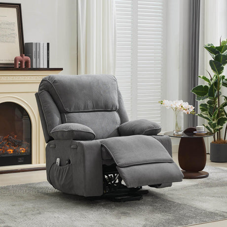 Medium-Firm Corduroy Remote-Controlled Heating Massage Recliner - Omega Lifestyles