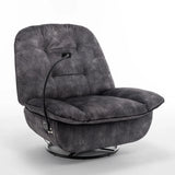 Modern Black Velvet Swivel Gliding Recliner Chair With Phone Holder - Omega Lifestyles