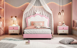 Twin PU Upholstered Princess Platform Bed With Crown Headboard - Omega Lifestyles