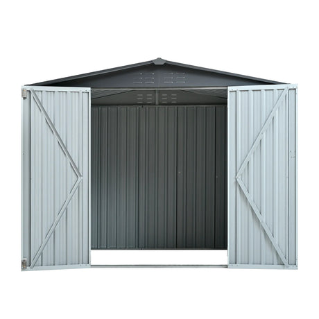 Heavy-Duty Galvanized Steel 6x8ft Outdoor Storage Shed - Omega Lifestyles