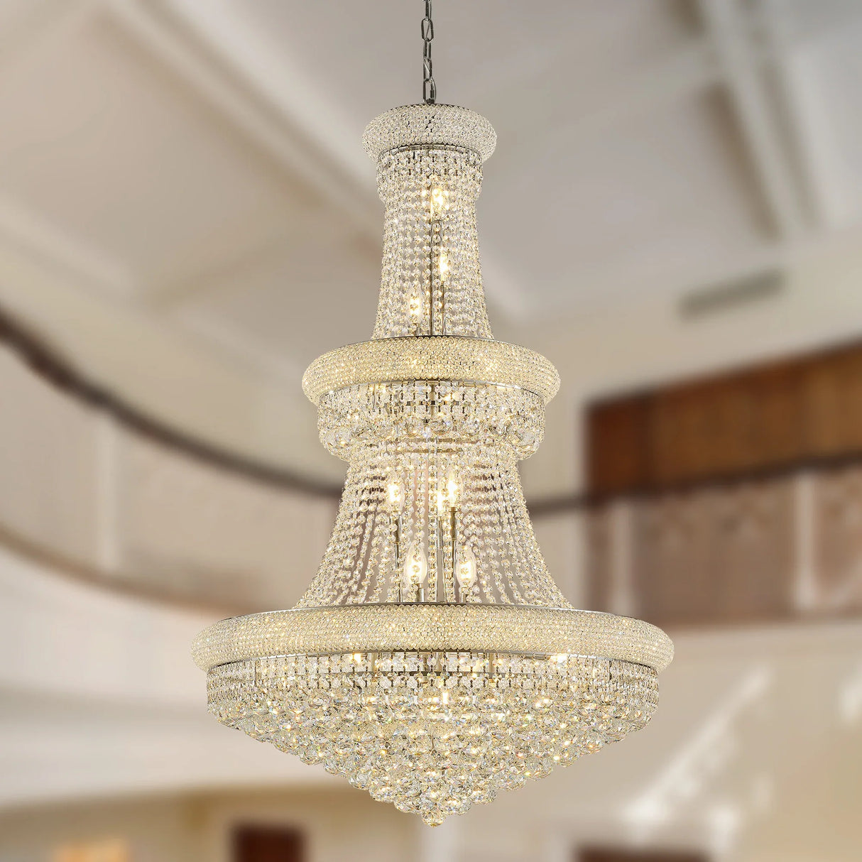 32-Inch French Empire Crystal Chandelier With 27 LED Lights - Omega Lifestyles