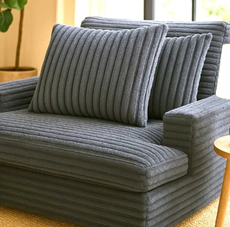 Corduroy Jumbo Chaise Armchair With Dual Cup Holders - Omega Lifestyles