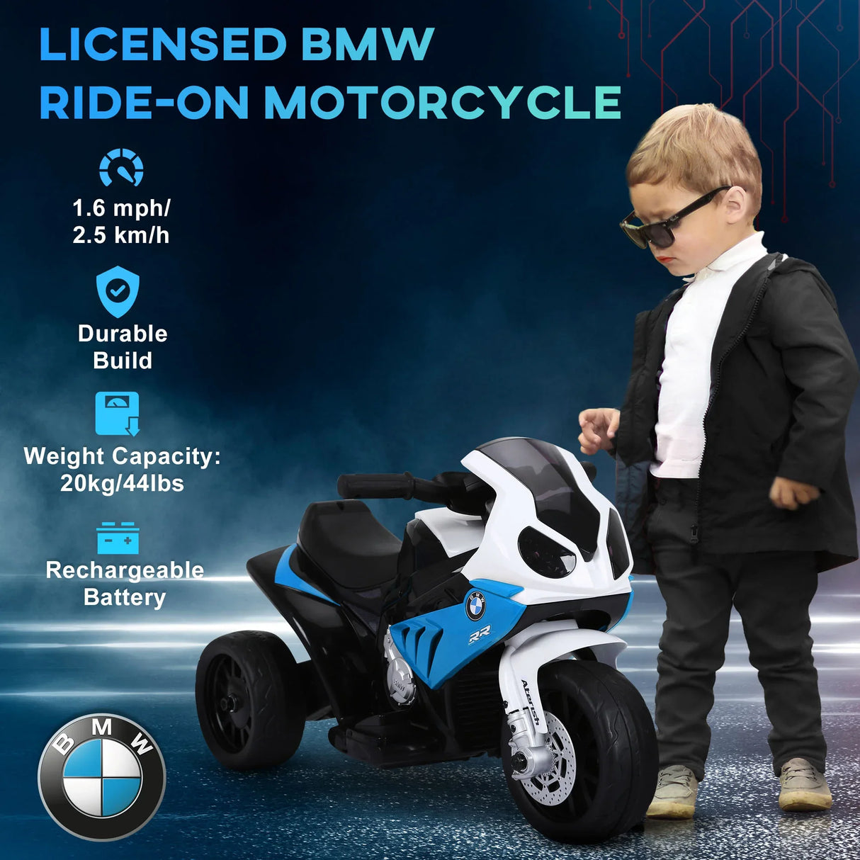 Licensed BMW 6V Toddler 3-Wheeled Electric Motorcycle - Omega Lifestyles