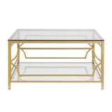 Square Tempered Glass Coffee Table With Gold Frame - Sleep Galleria