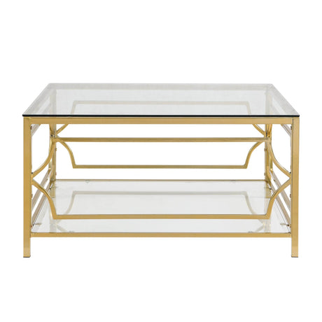 Square Tempered Glass Coffee Table With Gold Frame - Sleep Galleria