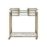 Faux Marble Glass Metal 2-Tier Serving Cart - Omega Lifestyles