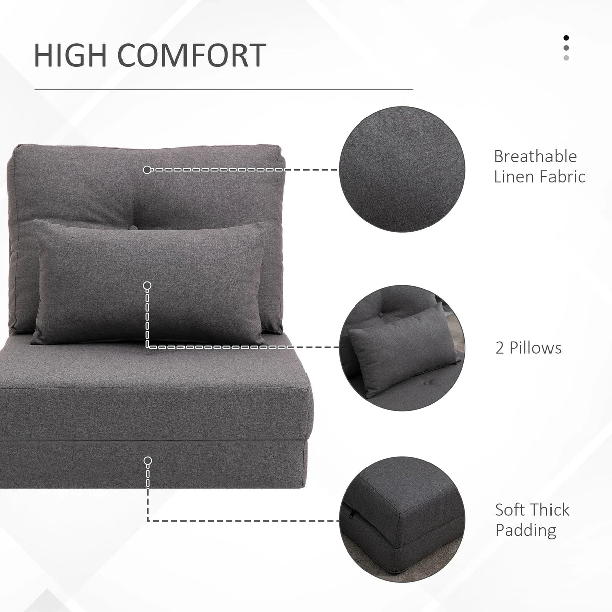 Adjustable 2-in-1 Linen Floor Sofa With Backrest - Omega Lifestyles
