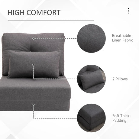 Adjustable 2-in-1 Linen Floor Sofa With Backrest - Omega Lifestyles